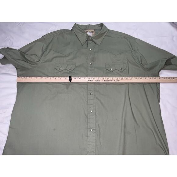 Wrangler Shirt Men Size 3XL Green Western Fashion Snap Buttons Short Sleeve READ - Picture 8 of 13